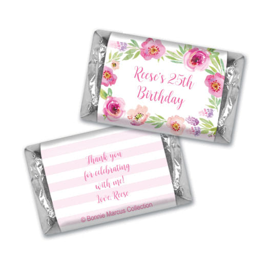 Bonnie Marcus Collection Personalized Mini Candy Bar Wrapper Floral Embrace Birthday Favors