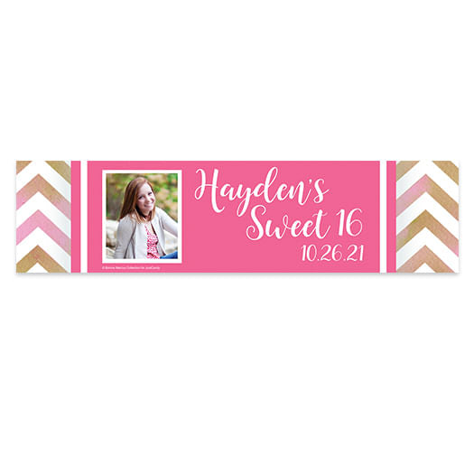 Personalized Birthday Sweet 16 Chevron Banner