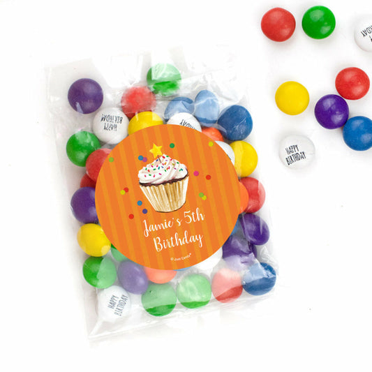 Personalized Cupcake Candy Bags with Just Candy Milk Chocolate Minis