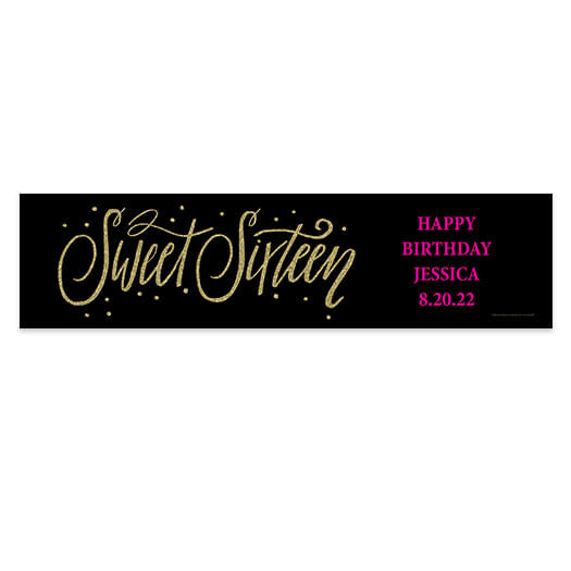 Personalized Birthday Sweet 16 Gold Dots Banner