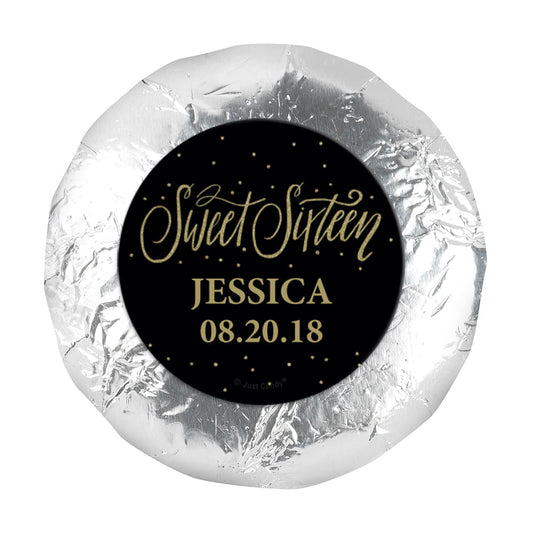 Personalized Sweet 16 Gold Dots 1.25" Stickers (48 Stickers)