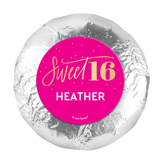 Personalized Sweet 16 Pink & Gold 1.25" Stickers (48 Stickers)