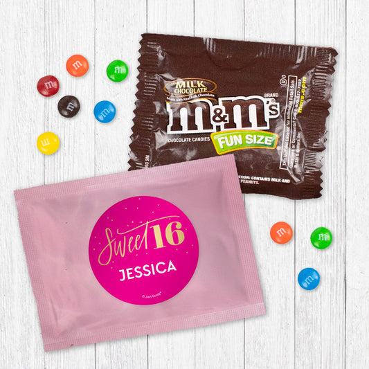 Personalized Sweet 16 Pink and Gold Milk Chocolate M&Ms