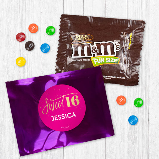 Personalized Sweet 16 Pink and Gold Milk Chocolate M&Ms