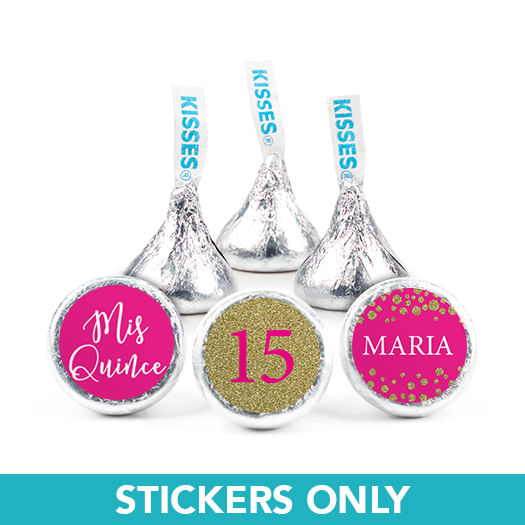 Personalized Quinceanera Gold Sparkle 3/4" Stickers (108 Stickers)