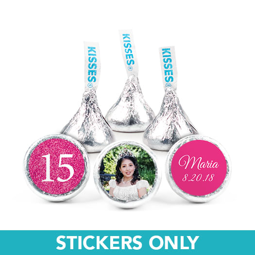 Personalized Quinceanera Pink Sparkle 3/4" Stickers (108 Stickers)