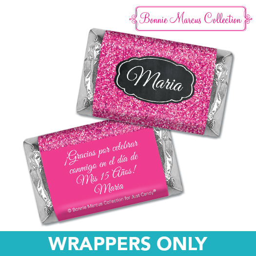 Personalized Bonnie Marcus Quinceanera Pink Sparkle Mini Wrappers Only