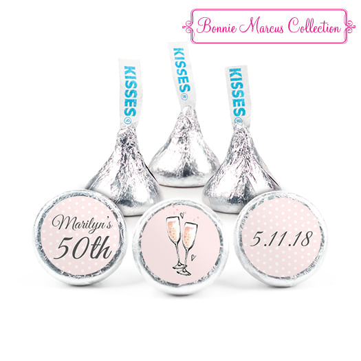 Personalized Birthday Bubbly Party Pink Hershey's Kisses