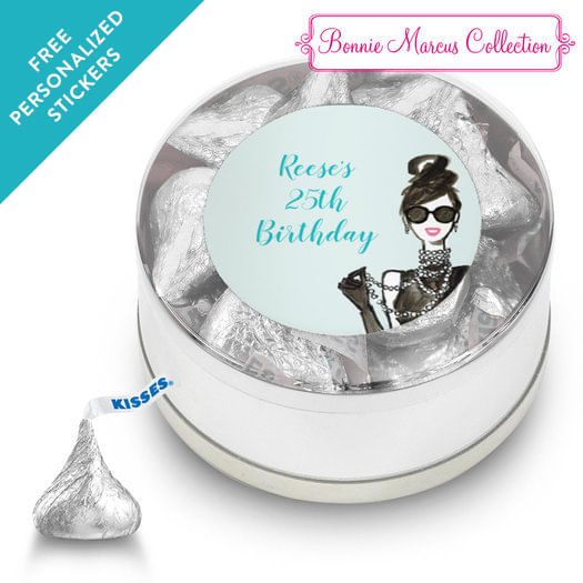 Bonnie Marcus Collection Personalized Small Silver Plastic Tin Vogue Birthday (25 Pack)