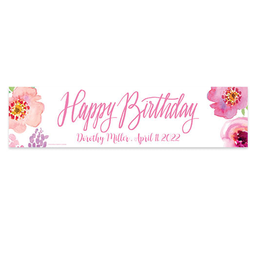 Personalized Birthday Sweet 16 Birthday Floral Banner