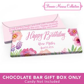 Deluxe Personalized Adult Birthday Floral Embrace Candy Bar Favor Box