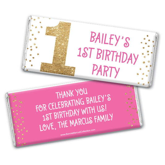 Bonnie Marcus Personalized 1st Birthday Gold One Hershey's Milk Chocolate Bar