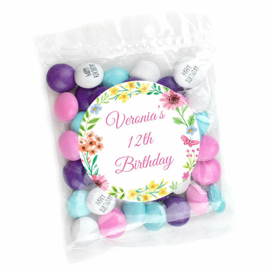 Personalized Flowers Candy Bags with Just Candy Milk Chocolate Minis