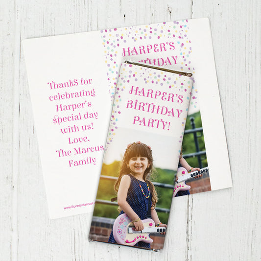 Personalized Bonnie Marcus Birthday Sprinkling Confetti Photo Chocolate Bar Wrappers