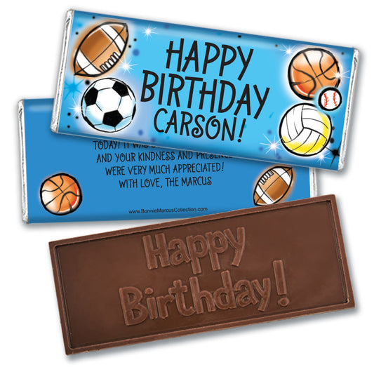 Personalized Bonnie Marcus Birthday Airbrush Athletics Embossed Chocolate Bars