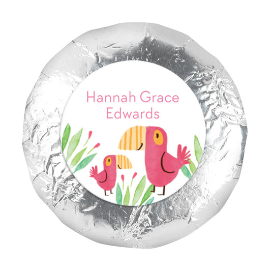 Birth Announcement Girl Baby Announcements 1.25" Stickers (48 Stickers)