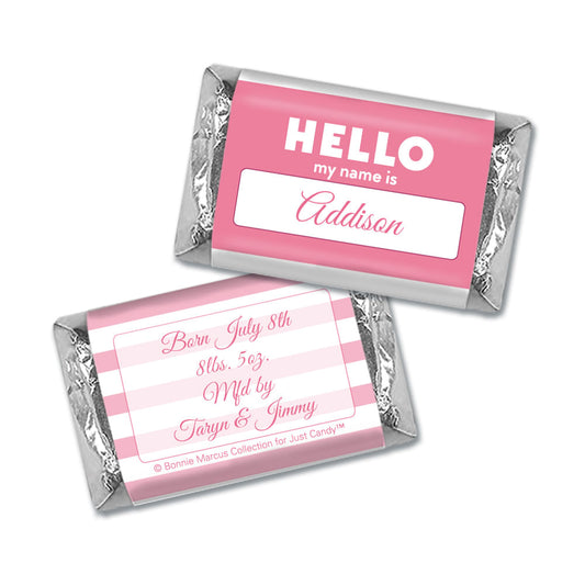 Bonnie Marcus Collection Personalized Hershey's Miniatures Wrappers Name Tag Girl Birth Announcement