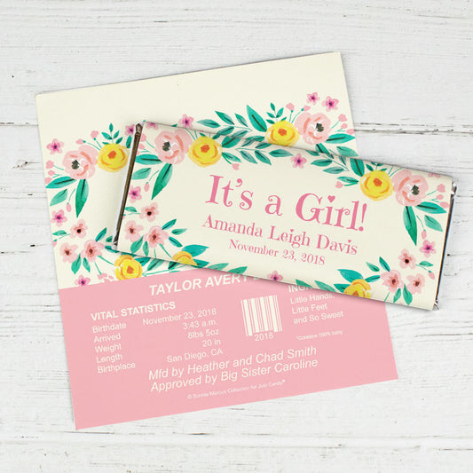 Bonnie Marcus Collection Personalized Wrapper It's a Girl Flowers Birth Announcement