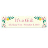 Personalized Baby Girl Announcements Pink Flowers 5 Ft. Banner