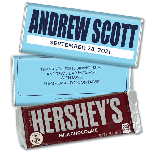 Bar Mitzvah Personalized Hershey's Milk Chocolate Bar Boldly Blue