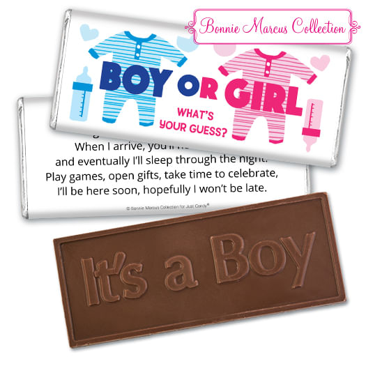 Personalized Bonnie Marcus Gender Reveal Onesies Embossed It's a Boy Chocolate Bar