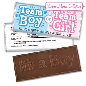 Personalized Bonnie Marcus Gender Reveal Boy or Girl Embossed It's a Boy Chocolate Bar