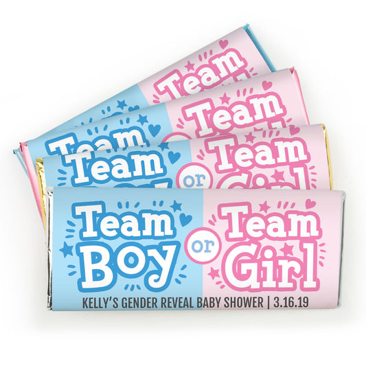 Personalized Bonnie Marcus Gender Reveal Boy or Girl Chocolate Bar Wrappers Only