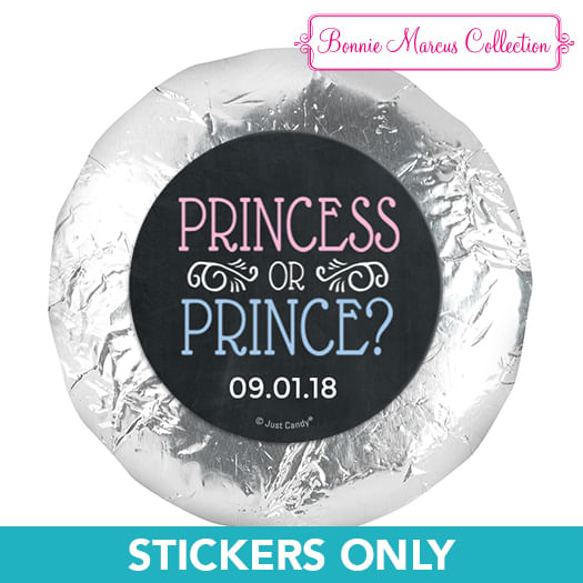 Personalized Gender Reveal Princess or Prince 1.25" Stickers (48 Stickers)