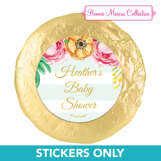 Personalized Baby Shower Stripes 1.25" Stickers (48 Stickers)