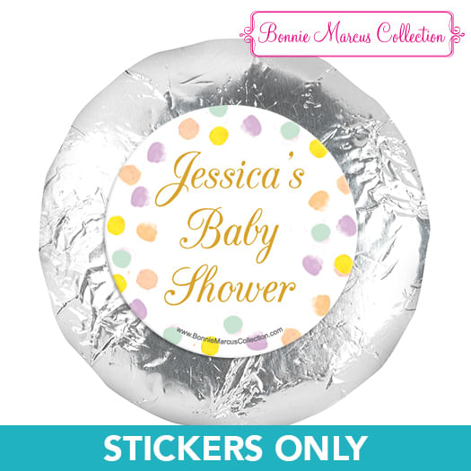 Personalized Confetti Fun Baby Shower 1.25in Stickers (48 Stickers)