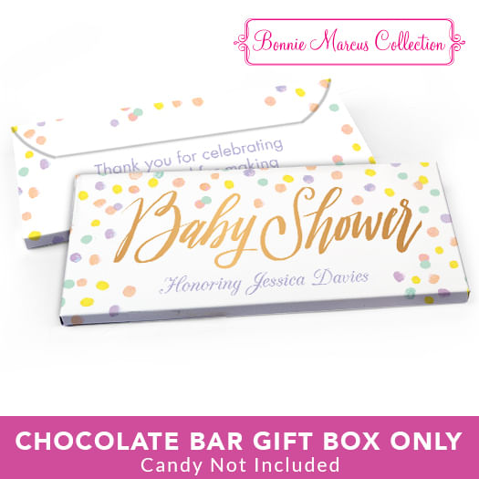 Deluxe Personalized Baby Shower Pastel Confetti Candy Bar Favor Box