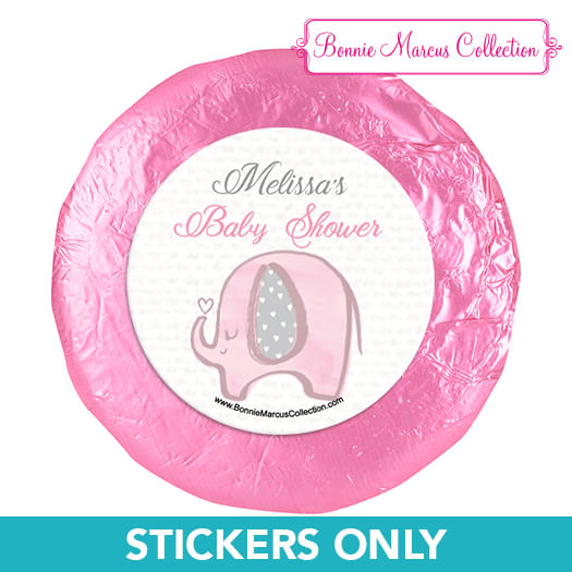 Personalized Baby Shower Elephants 1.25in Stickers (48 Stickers)