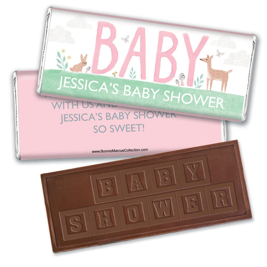 Personalized Bonnie Marcus Forest Fun Baby Shower Embossed Chocolate Bar & Wrapper