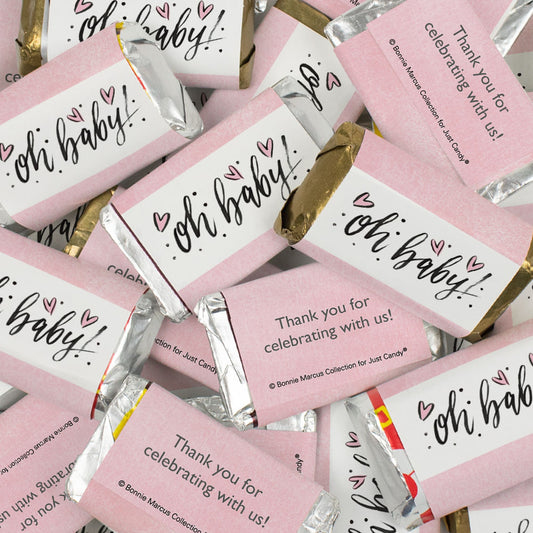 Baby Shower Candy - Oh Baby Pink Wrapped Hershey's Miniatures