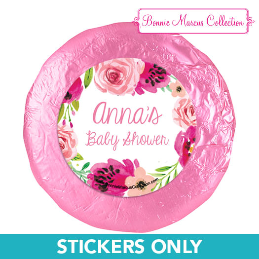 Personalized Painted Petals Baby Shower 1.25in Stickers (48 Stickers)