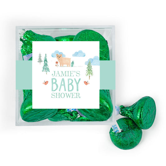 Personalized Baby Shower Baby Bear Favor Cube with Hershey's Kisses