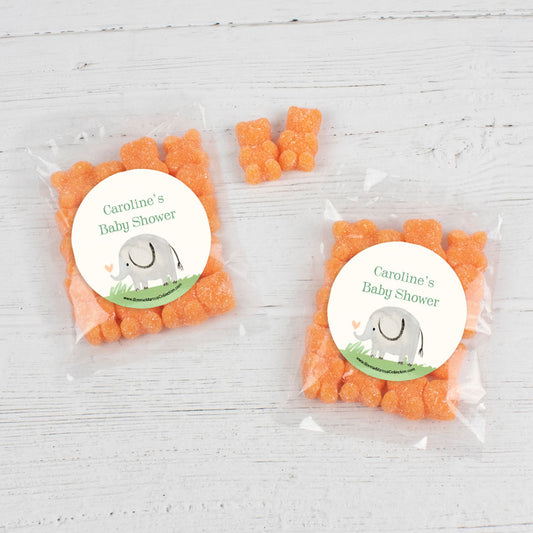 Personalized Baby Shower Safari Elephant Gummi Bears