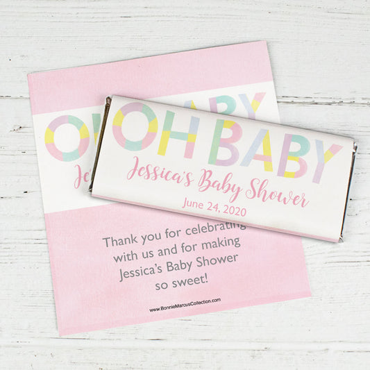 Personalized Bonnie Marcus Baby Shower Pastel Chocolate Bar Wrappers