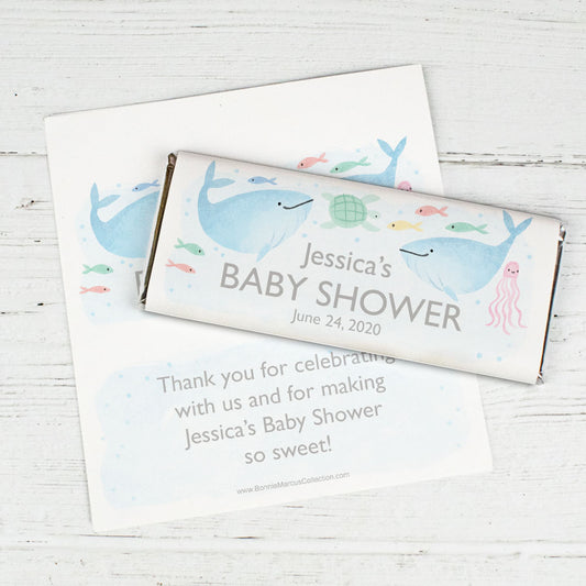 Personalized Bonnie Marcus Baby Shower Under the Sea Chocolate Bar Wrappers Only