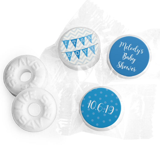 Personalized Bonnie Marcus Baby Shower Chevron Banner Boy Life Savers Mints