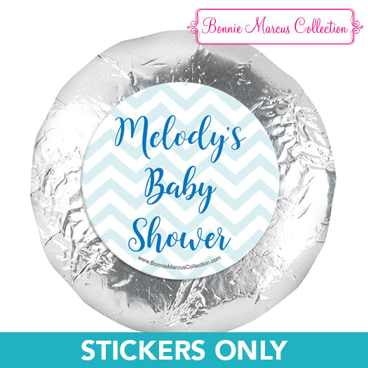 Personalized Chevron Banner Boy Baby Shower 1.25in Stickers (48 Stickers)