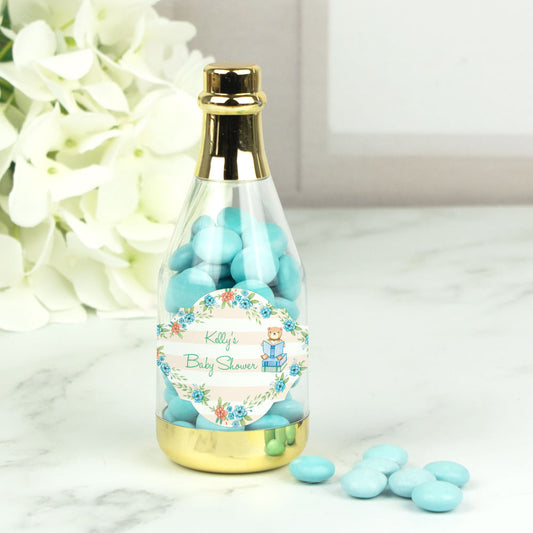 Personalized Baby Shower Story Time Champagne Bottle with Milk Chocolate Minis