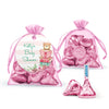 Personalized Baby Shower Story Time Organza Bags with Hershey's Kisses