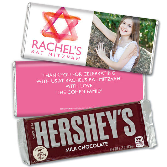 Bonnie Marcus Collection Bat Mitzvah Photo Pink Star of David Hershey's Milk Chocolate Bar