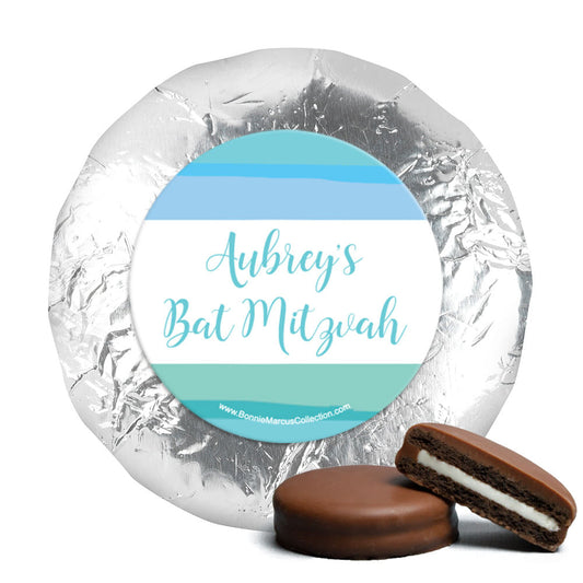 Personalized Bonnie Marcus Bat Mitzvah Traditional Stripes Chocolate Covered Oreos Cookies