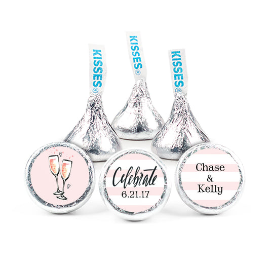 Pink Champagne Engagement 3/4" Stickers - Custom (108 Stickers)