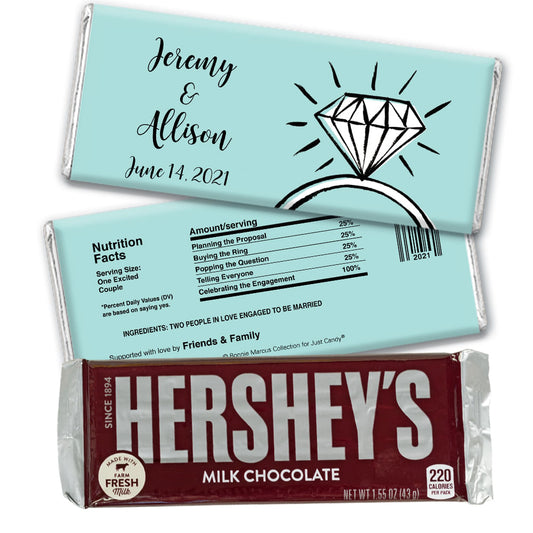 Bonnie Marcus Collection Personalized Hershey's Milk Chocolate Bar Personalized & Wrapper Bada Bling Engagement Favors