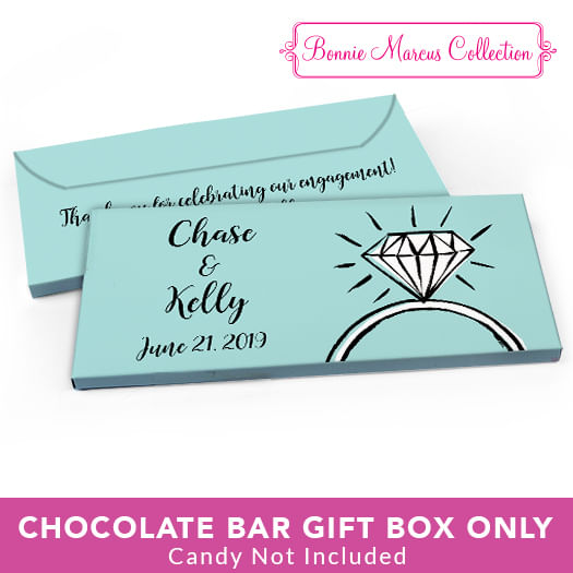 Deluxe Personalized Engagement Bada Bling Candy Bar Favor Box