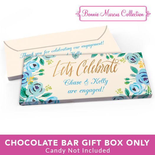 Deluxe Personalized Engagement Something Blue Candy Bar Favor Box