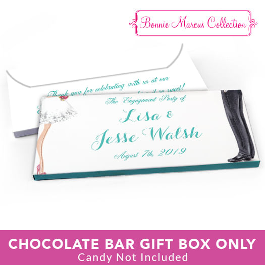 Deluxe Personalized Engagement Chic Couple Candy Bar Favor Box